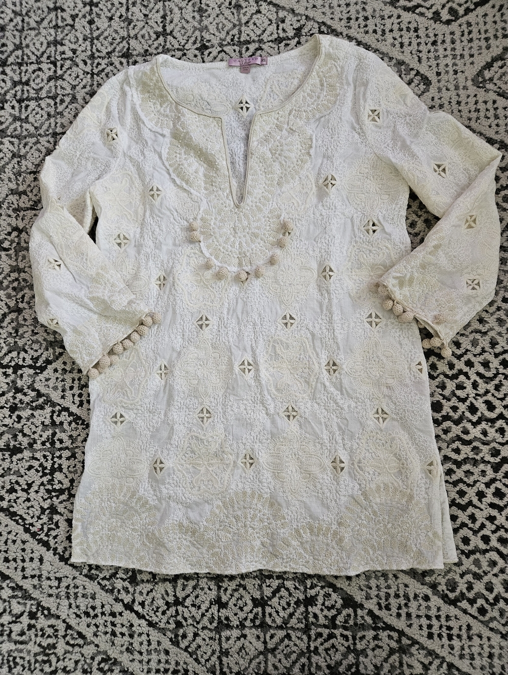 Calypso St. Barth Embroiderd Swimsuit Coverup Size XS in Cream